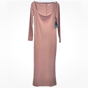 Wild Fable Women's Long Sleeve Taupe ButterBliss Maxi Bodycon Dress Size M NWT!